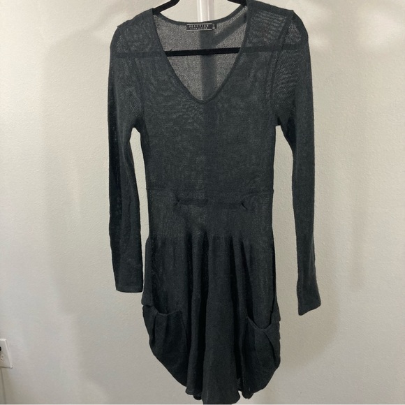 Peruvian Connection Sweater Dress, Gray, Size Small - Picture 4 of 6